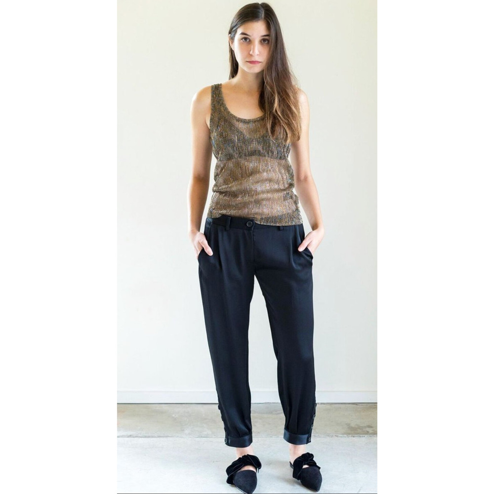 NEW! Nili Lotan 2 Bertina Slouchy VIRGIN WOOL Pants Pleats High Rise Button Hem - Picture 2 of 14